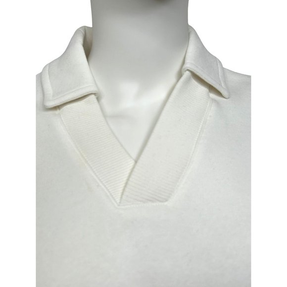 Asos Design Women’s White Sweatshirt S Collar V-Neck Rib Trim Drop Shoulder - Picture 8 of 10